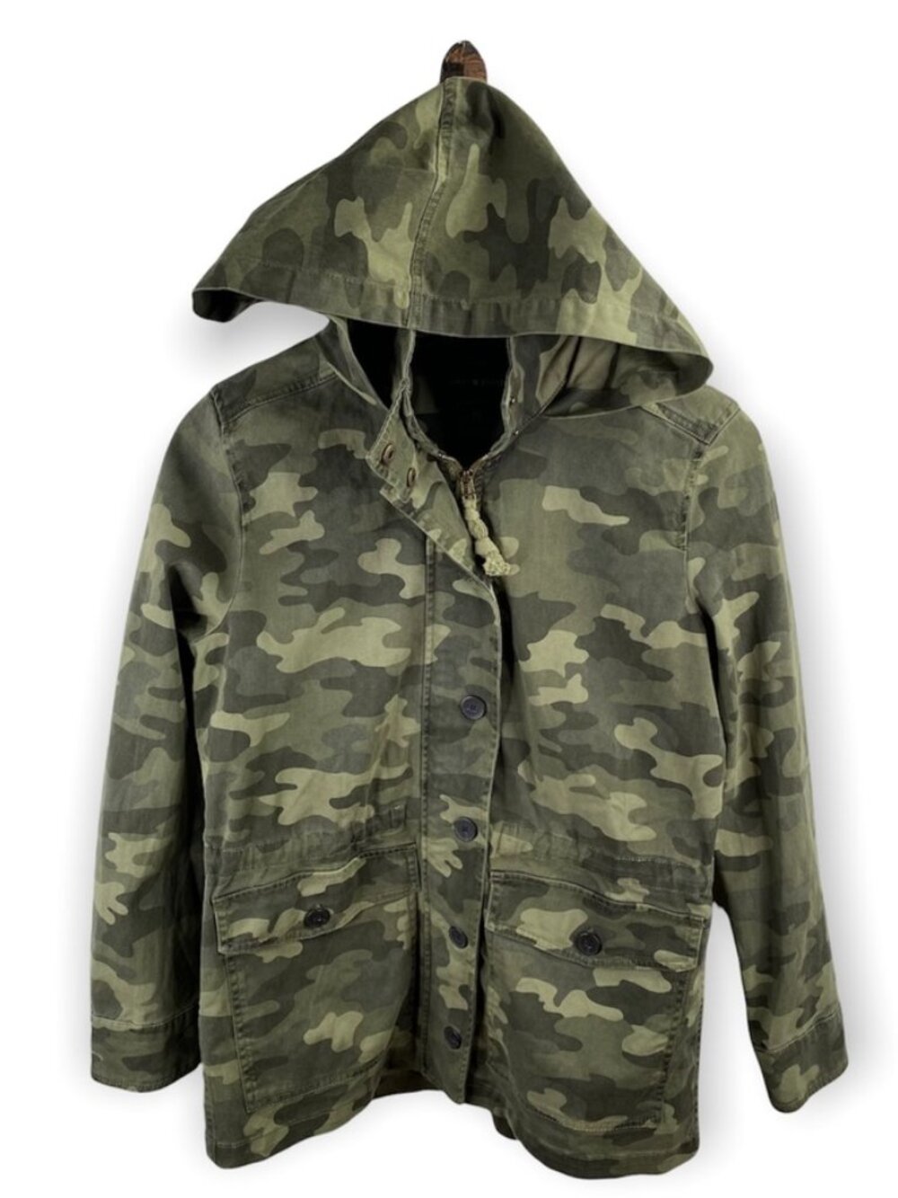 Lucky Brand Camo Hooded Cargo Jacket Size S
